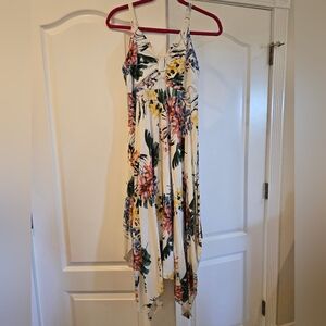 Venus floral dress with hankerchief hem, medium